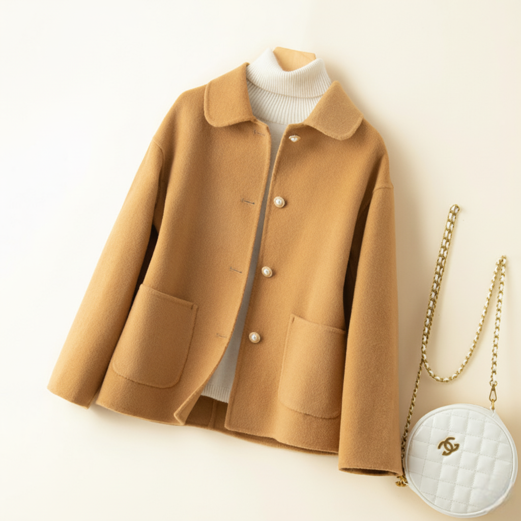 Women's Short Jacket – Clairmont Mustard Collared Jacket with Patch Pockets