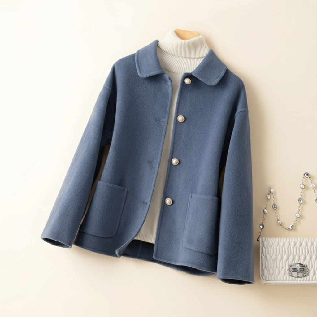 Women's Short Jacket – Clairmont Mustard Collared Jacket with Patch Pockets