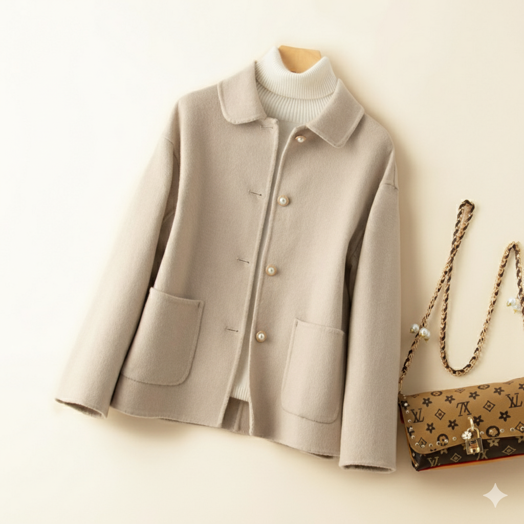 Women's Short Jacket – Clairmont Mustard Collared Jacket with Patch Pockets