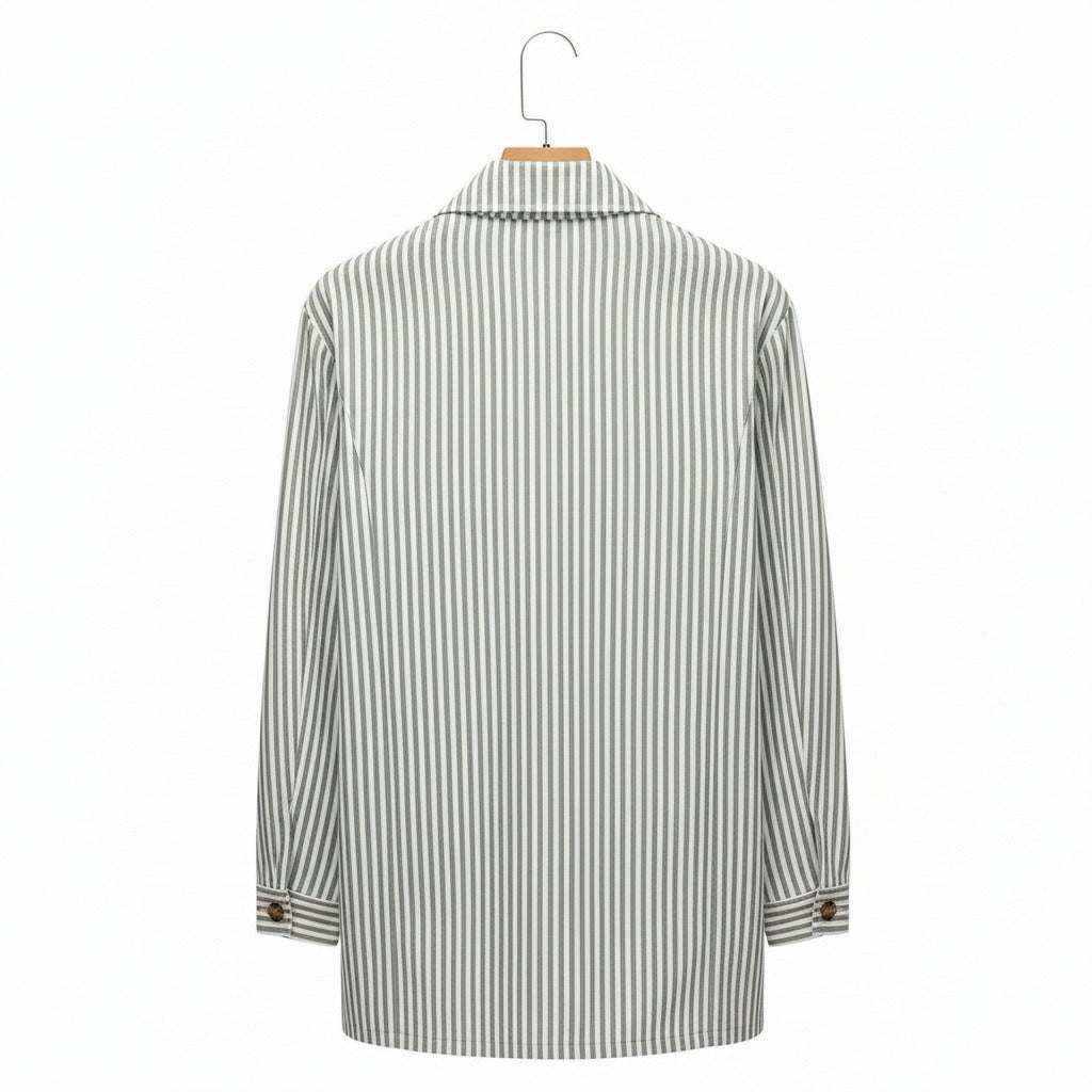 Men's Striped Safari Jacket in sage stripe, view 5