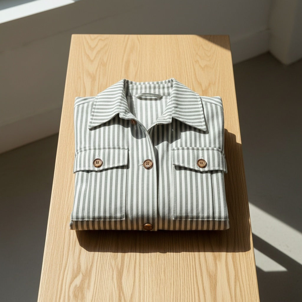 Men's Striped Safari Jacket in sage stripe, view 7