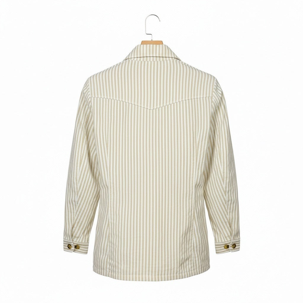 Men's Striped Safari Jacket in khaki stripe, view 5