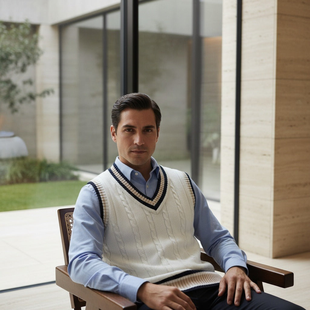 Men's Cricket Jumper in midnight blue, view 3