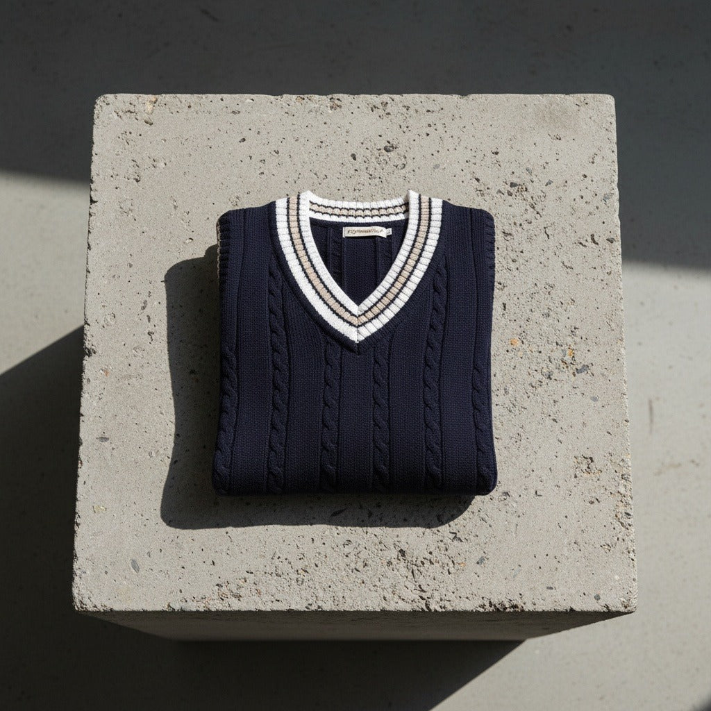 Men's Cricket Jumper in navy blue, view 7