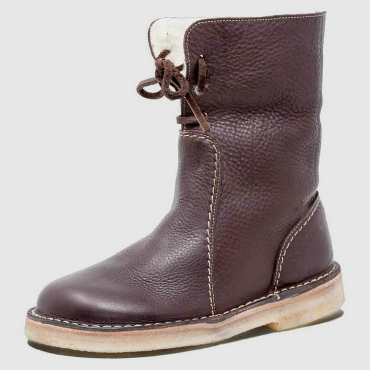 Women's blue shearling lined ankle boots shown from above