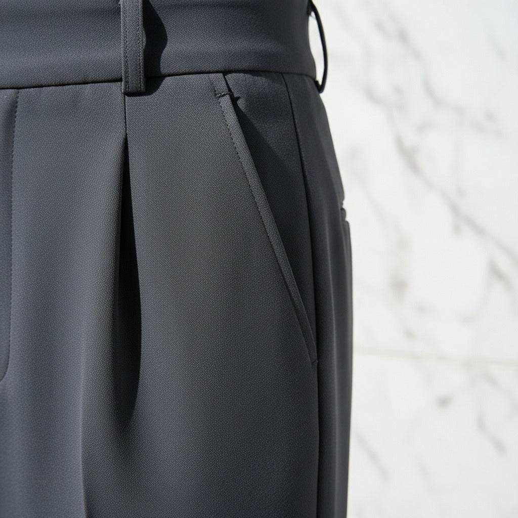 Men's Pleated Trousers in dark grey, view 4