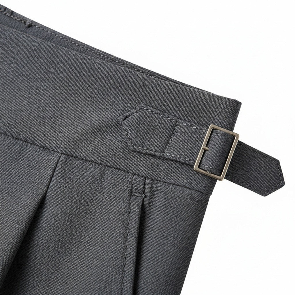 Men's Pleated Trousers in dark grey, view 6