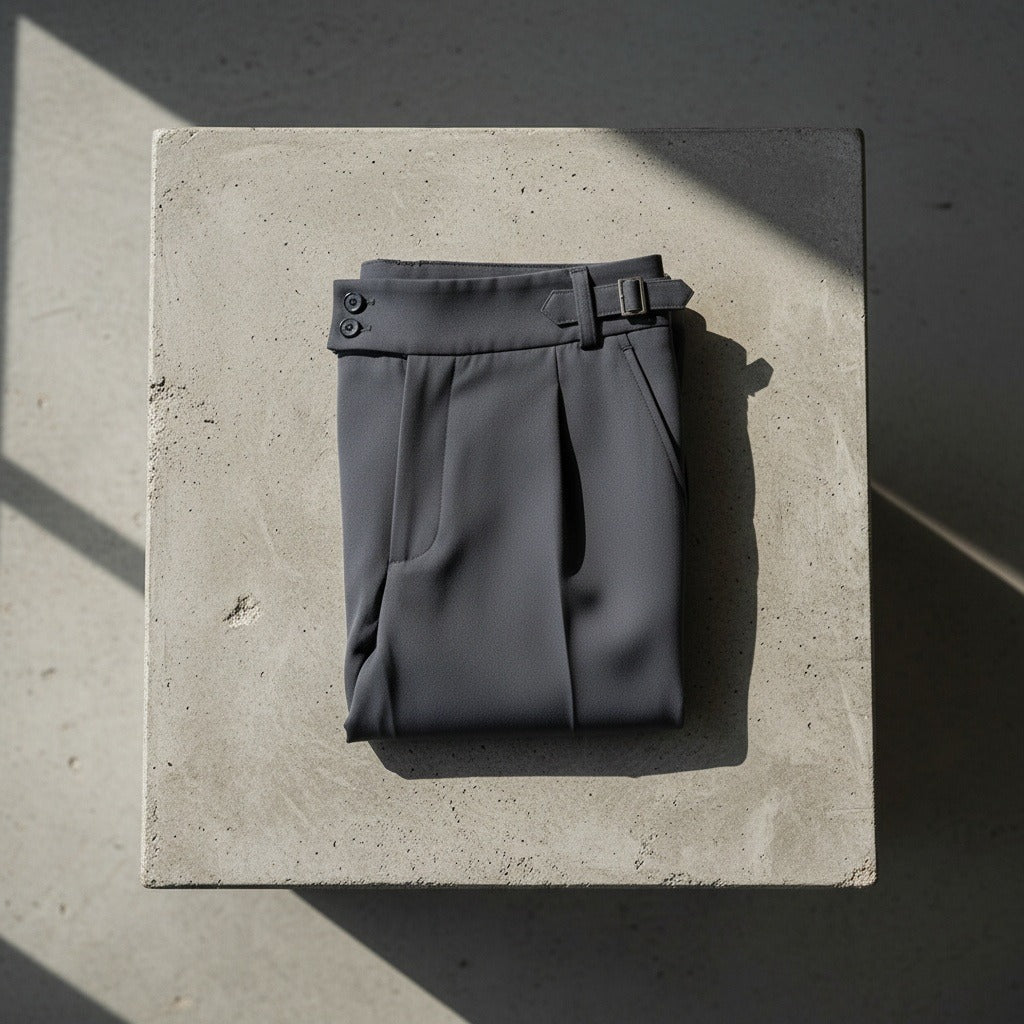Men's Pleated Trousers in dark grey, view 7