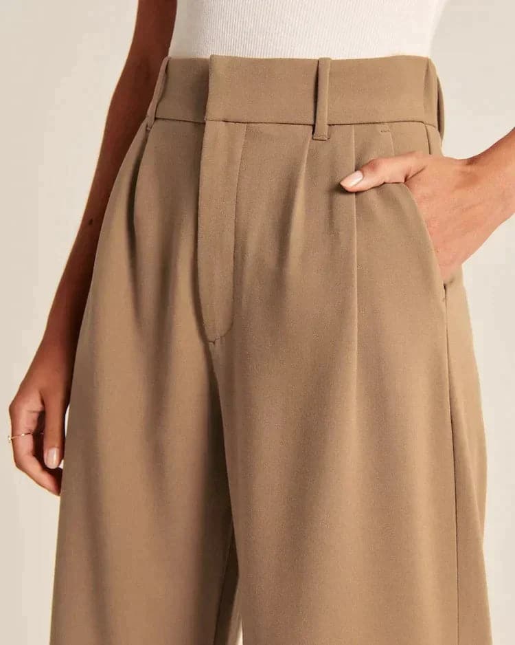 Women's Wide Leg Trousers in brown, view 4
