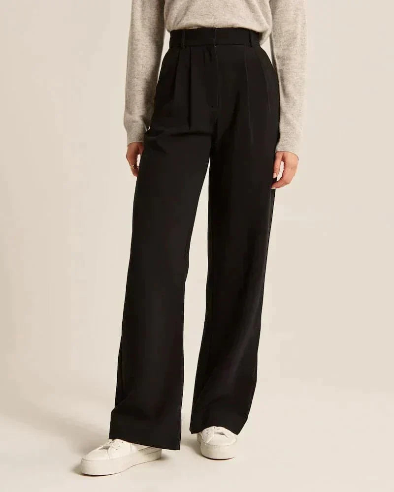 Women's Wide Leg Trousers in black, view 3
