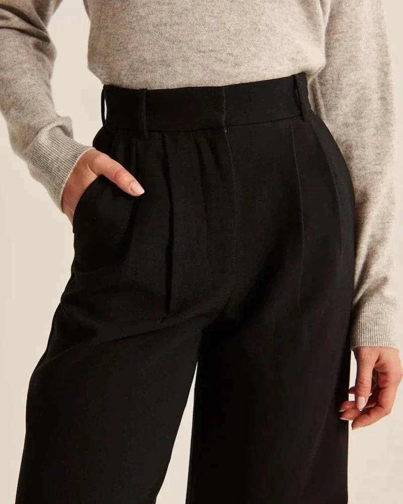 Women's Wide Leg Trousers in black, view 4