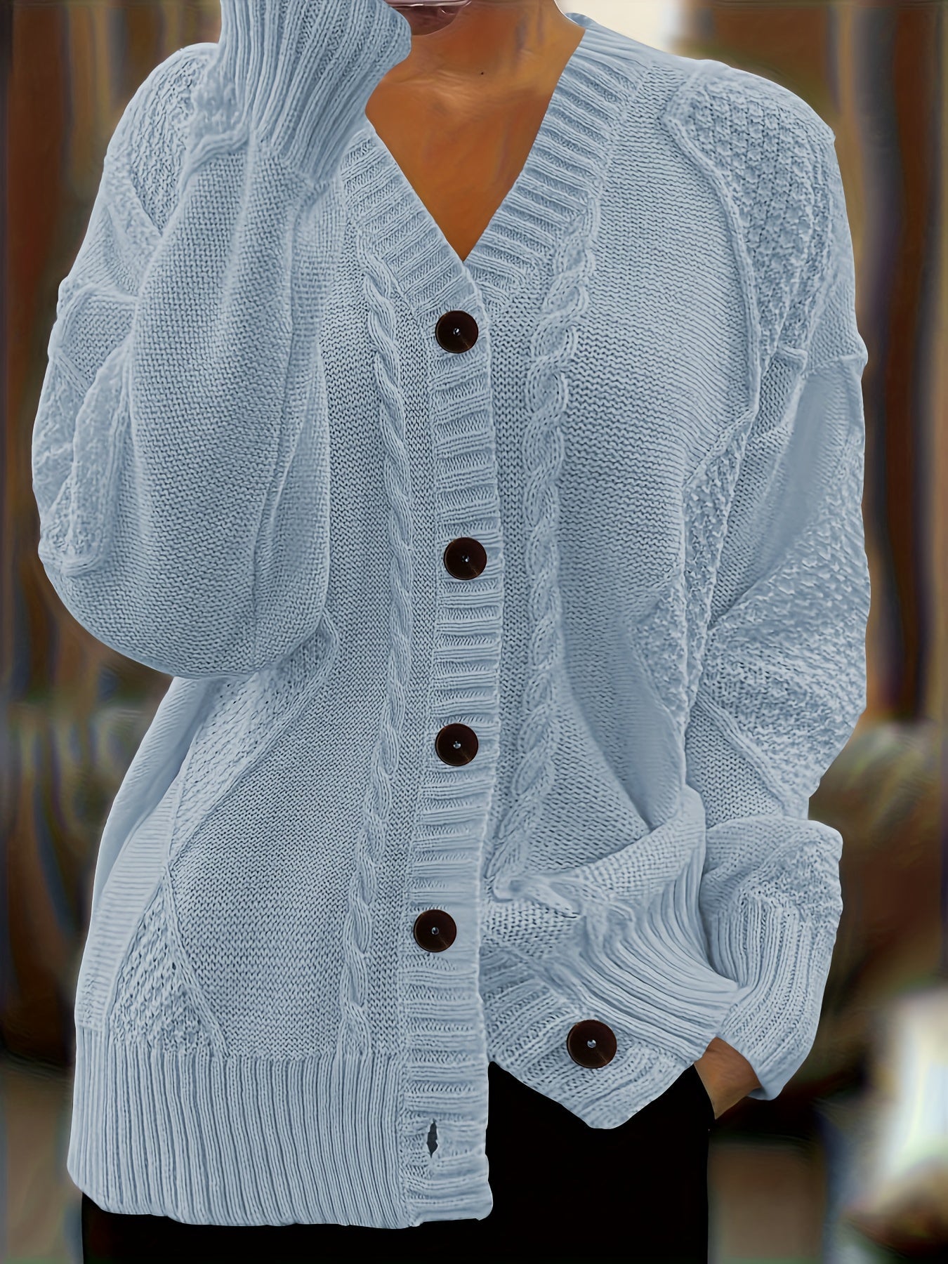 Wisteria | Women's Textured Cable Knit Button-Front Cardigan