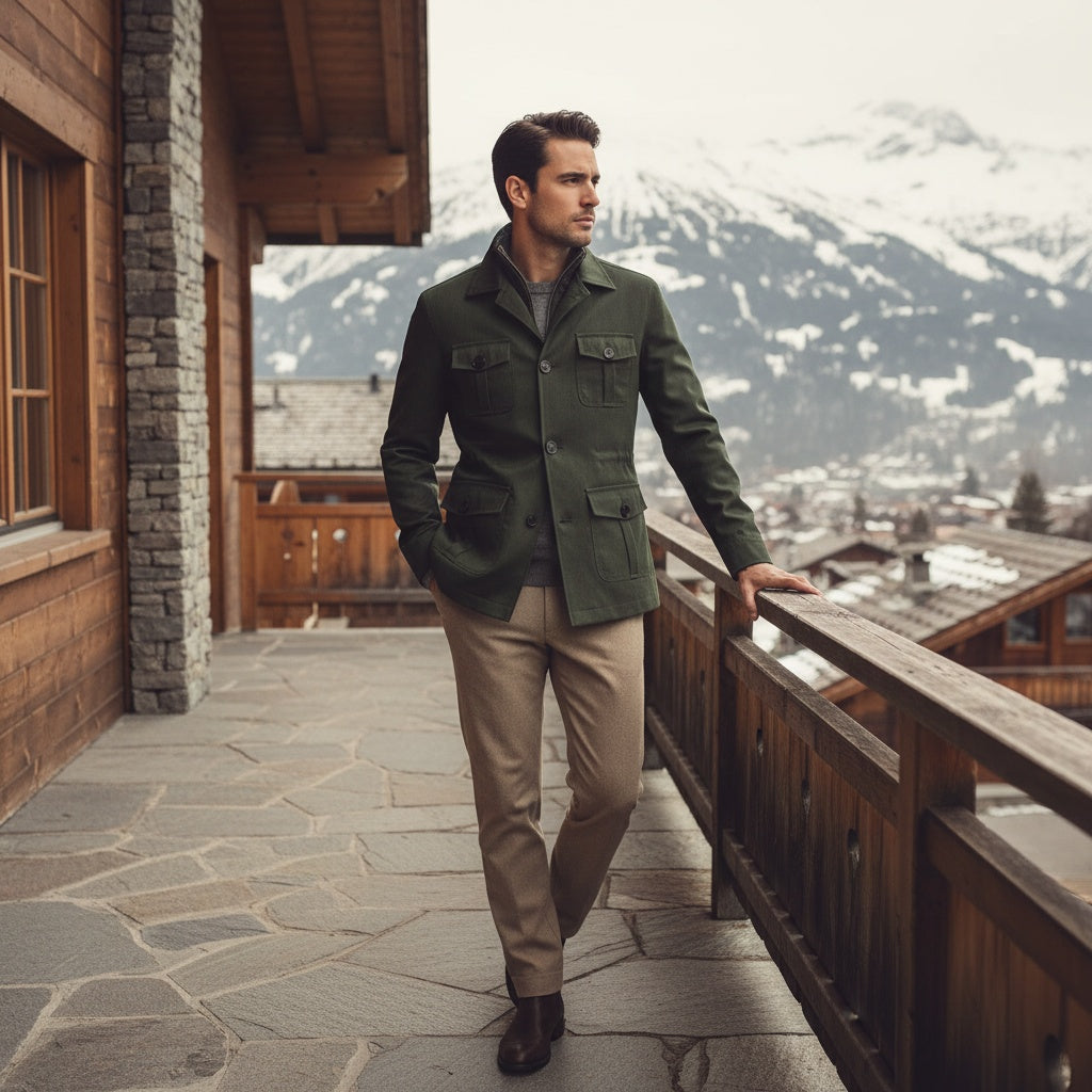 Men's Safari Jacket in green, view 2