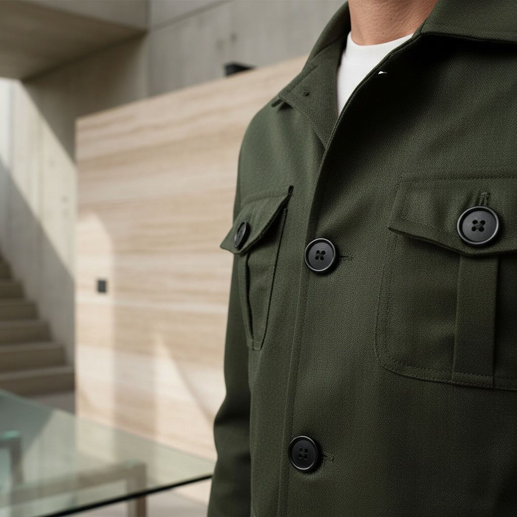 Men's Safari Jacket in green, view 4