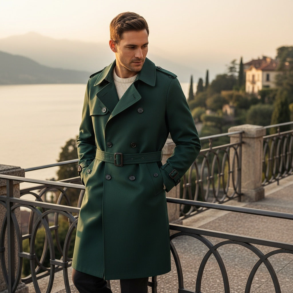 Men's Trench Coat in green, view 2