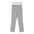 Men's Pleated Trousers in grey – Fine Stripe High Waist Trousers