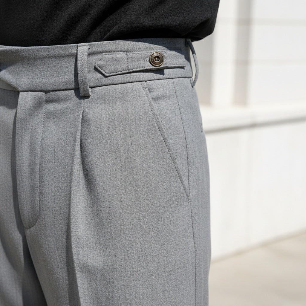 Men's Pleated Trousers in grey, view 4