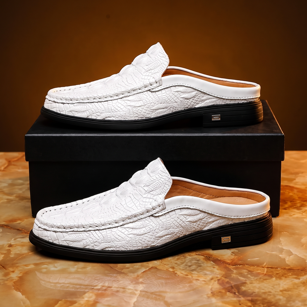 Men's Backless Mule Loafers with Textured Finish