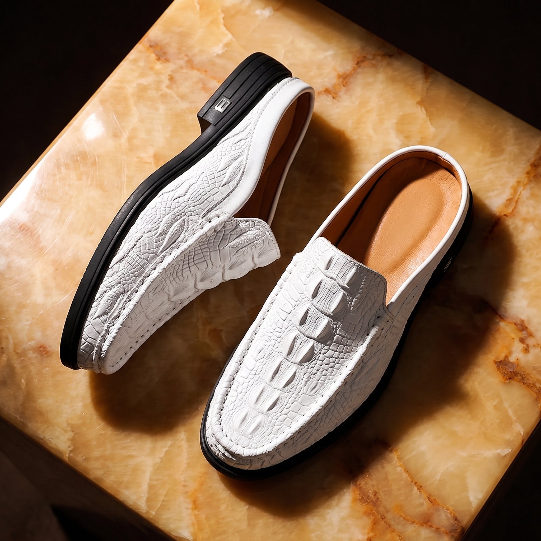 Men's Backless Mule Loafers with Textured Finish