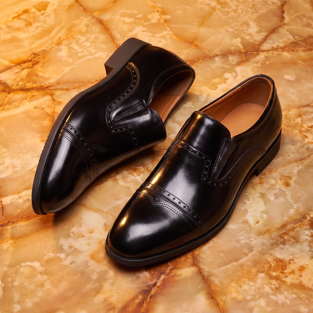 Men's Slip On Brogue Loafers with Cap Toe