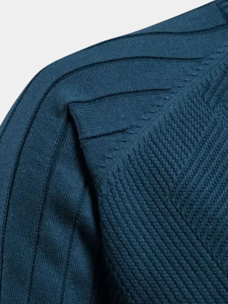 Men's Zip Up Knitted Cardigan – Jacquard Stand Collar