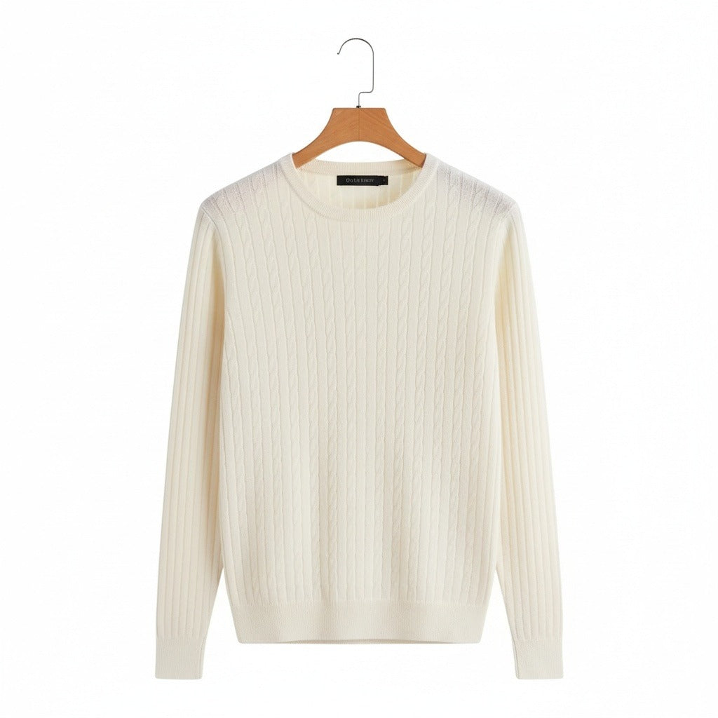 Men's Ribbed Knit Jumper – Crew Neck Wool Blend Sweater