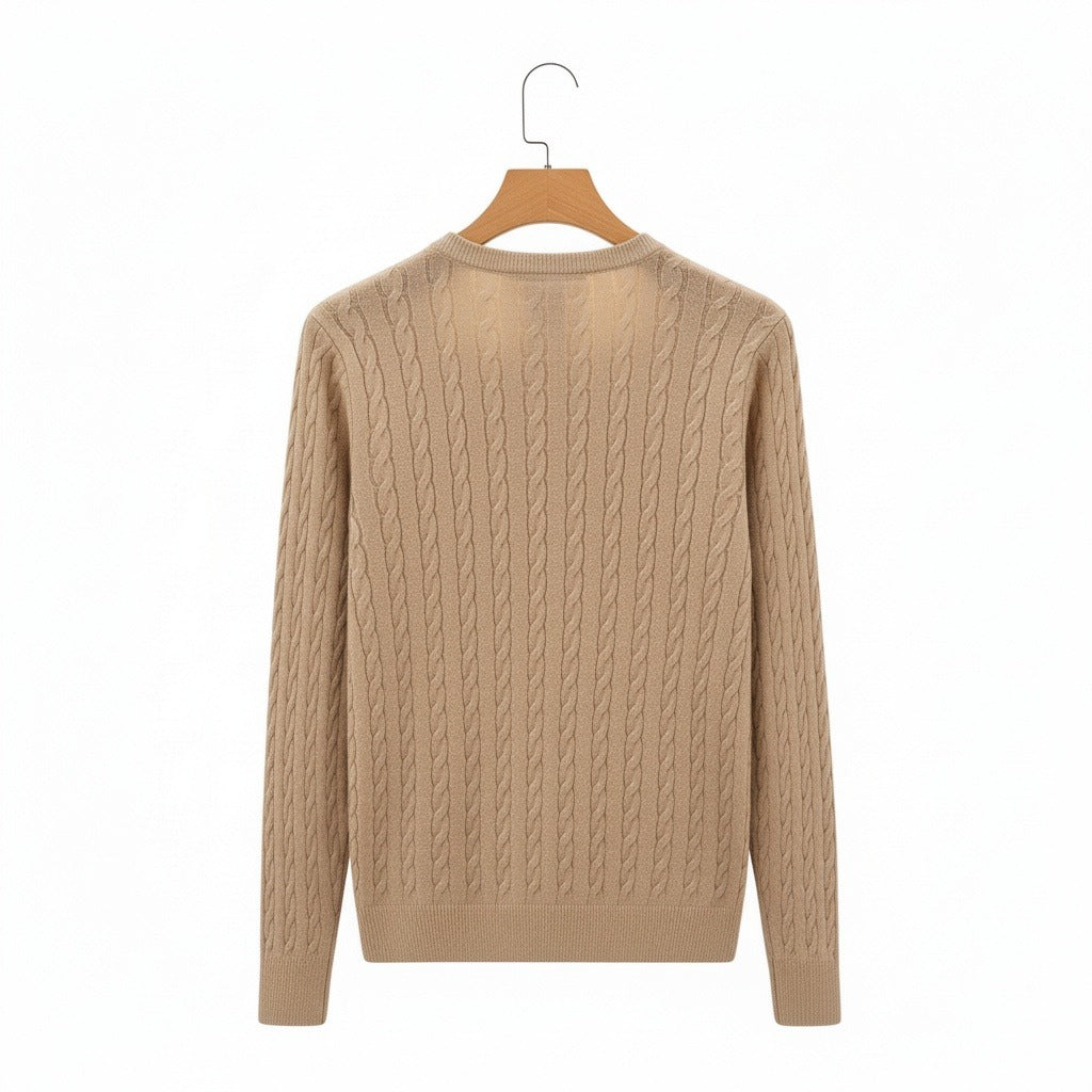 Men's Ribbed Knit Jumper – Crew Neck Wool Blend Sweater
