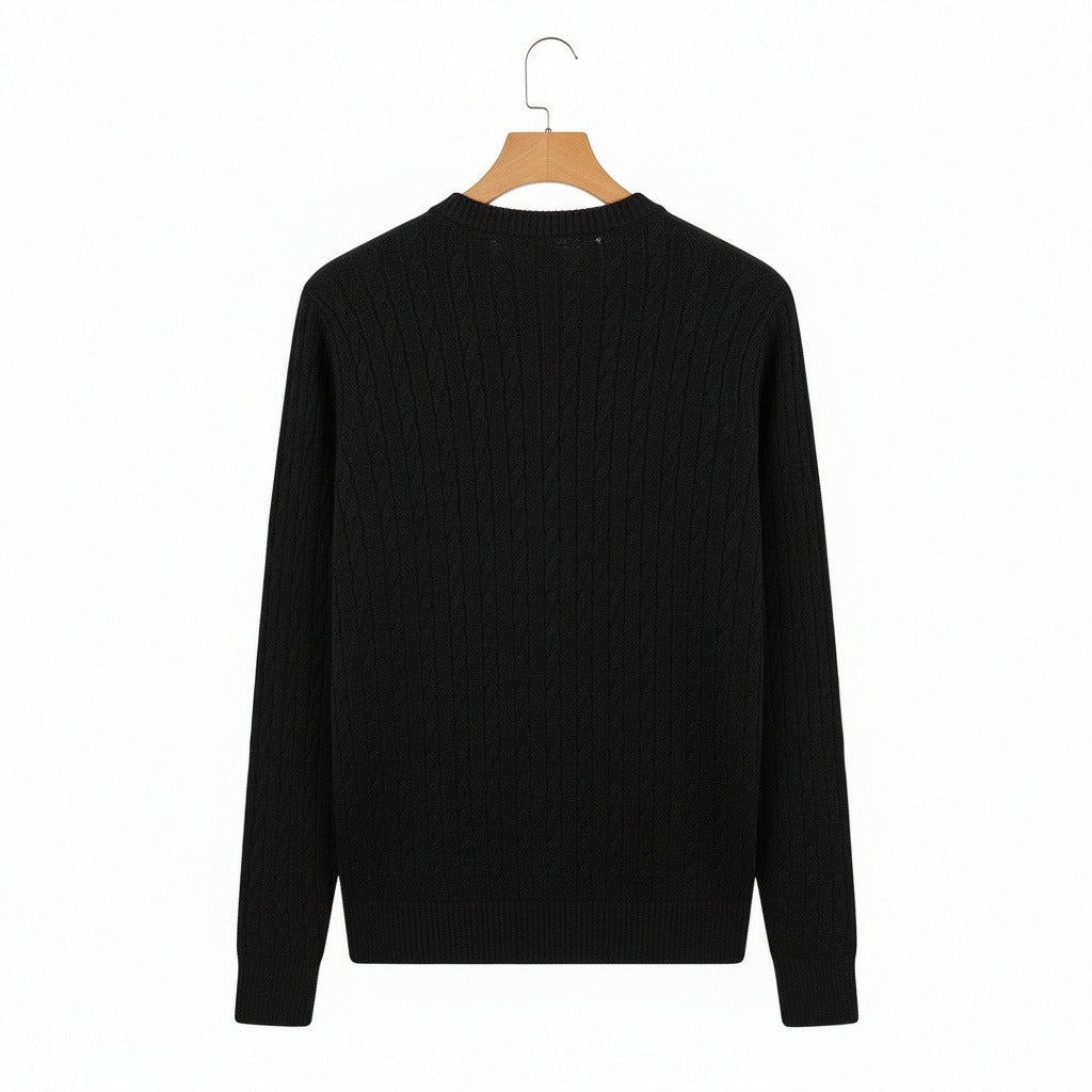 Men's Ribbed Knit Jumper – Crew Neck Wool Blend Sweater