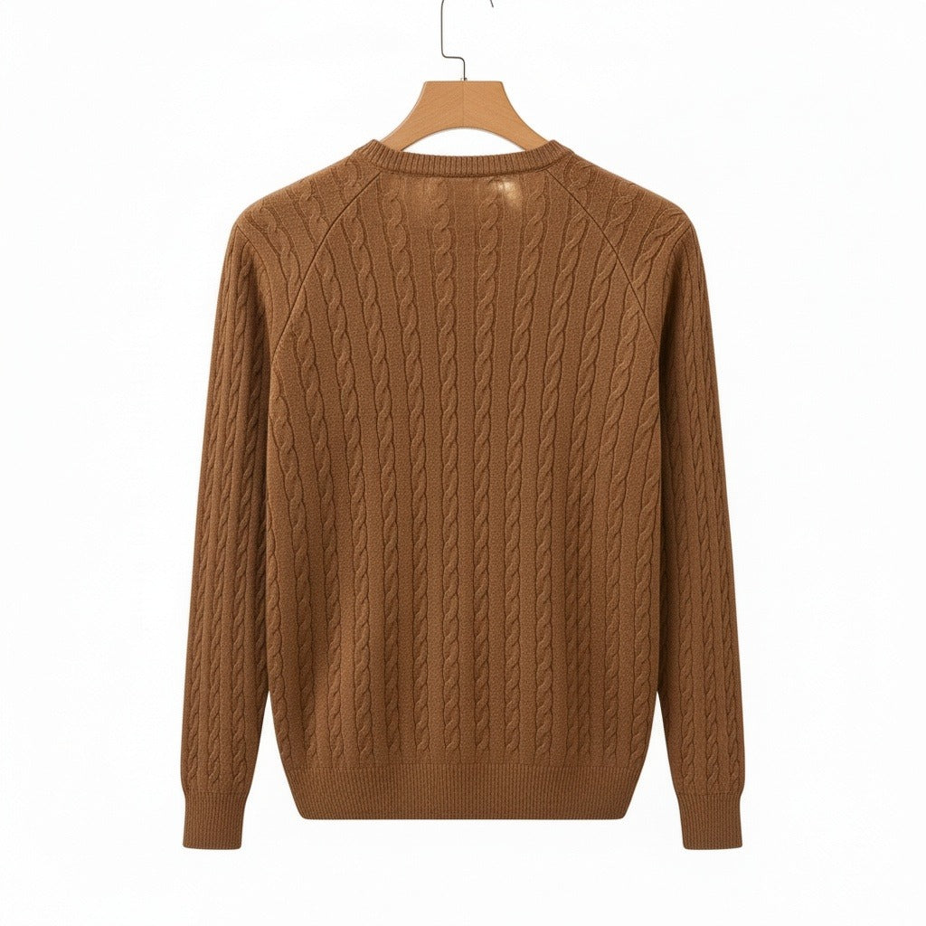 Men's Ribbed Knit Jumper – Crew Neck Wool Blend Sweater
