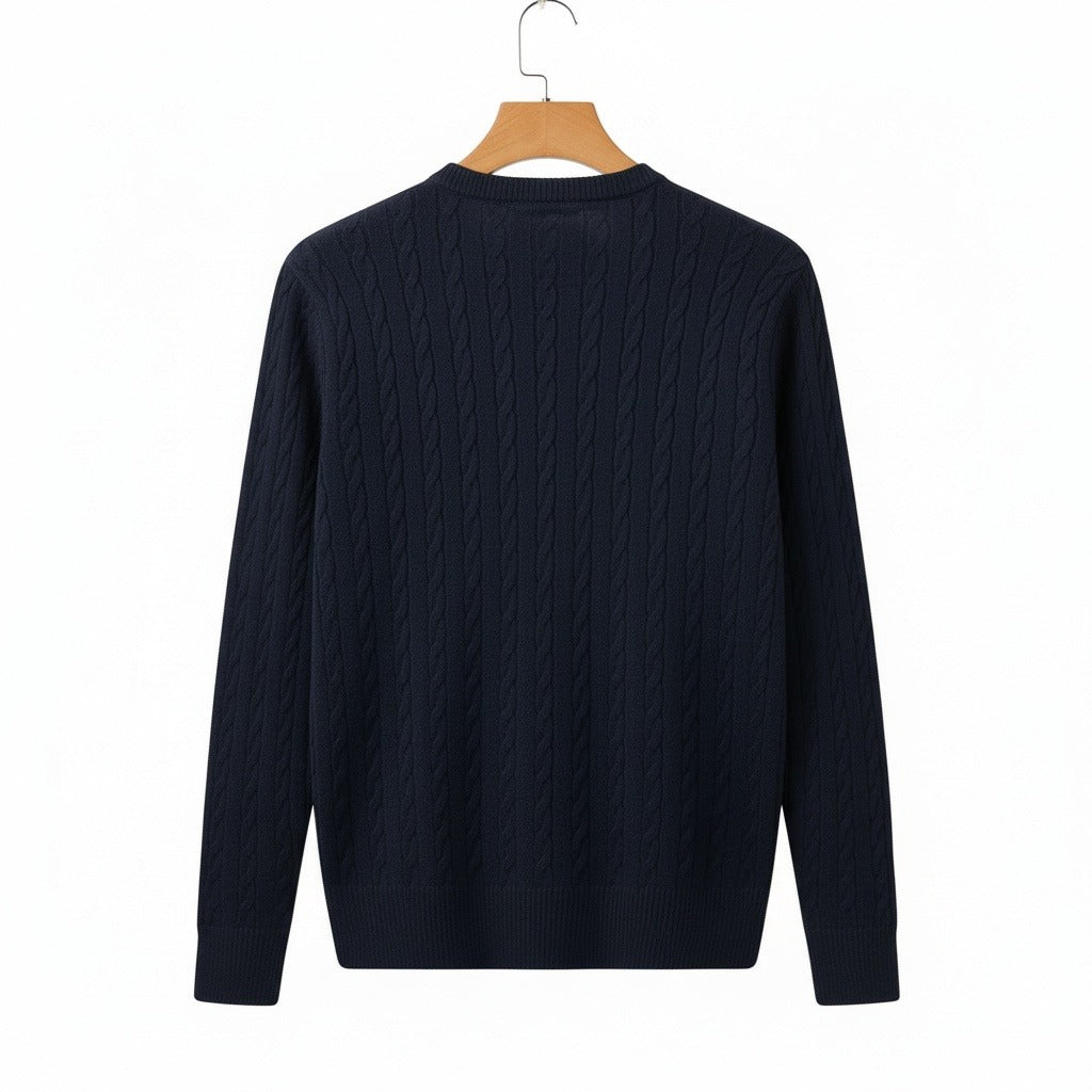Men's Ribbed Knit Jumper – Crew Neck Wool Blend Sweater