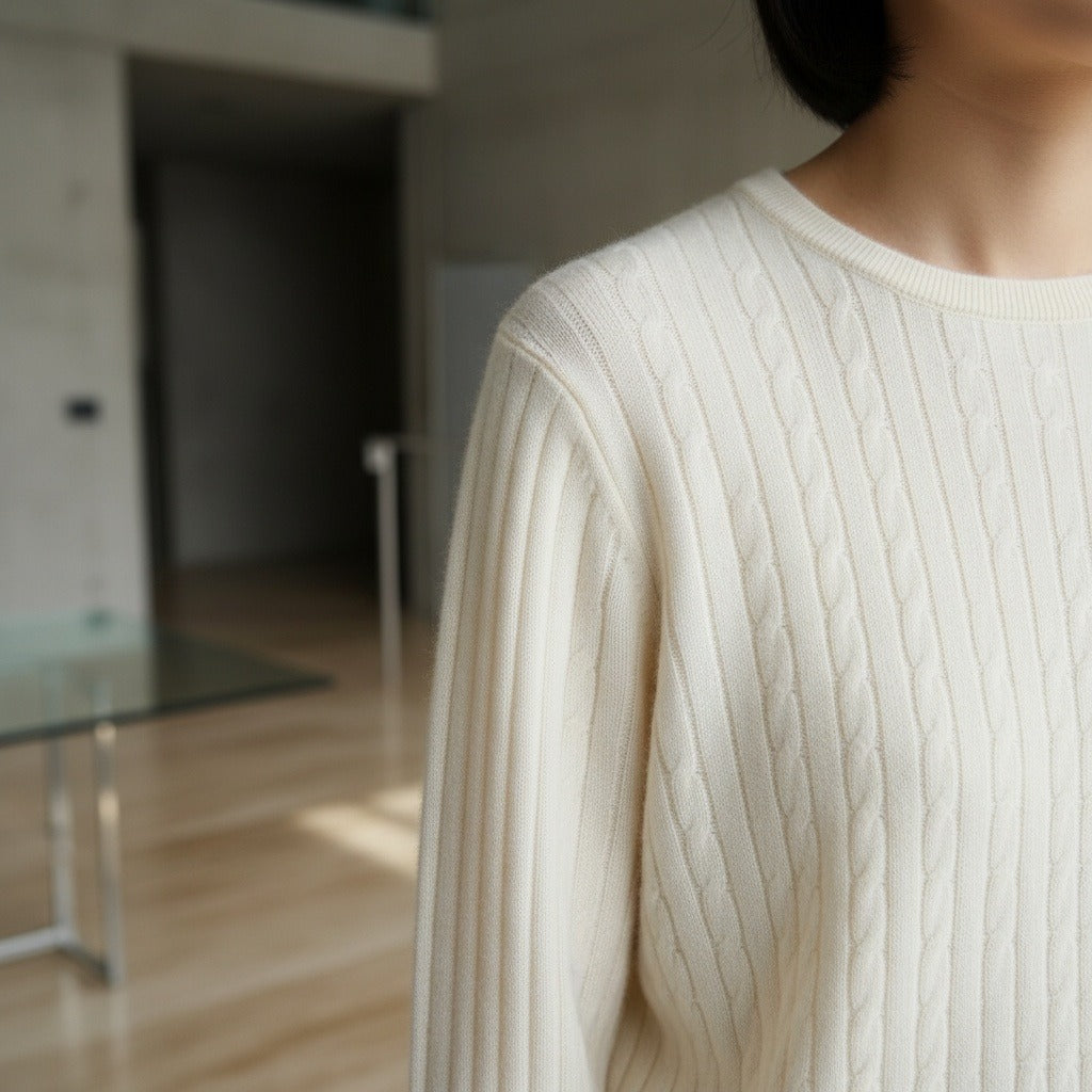 Men's Ribbed Knit Jumper – Crew Neck Wool Blend Sweater