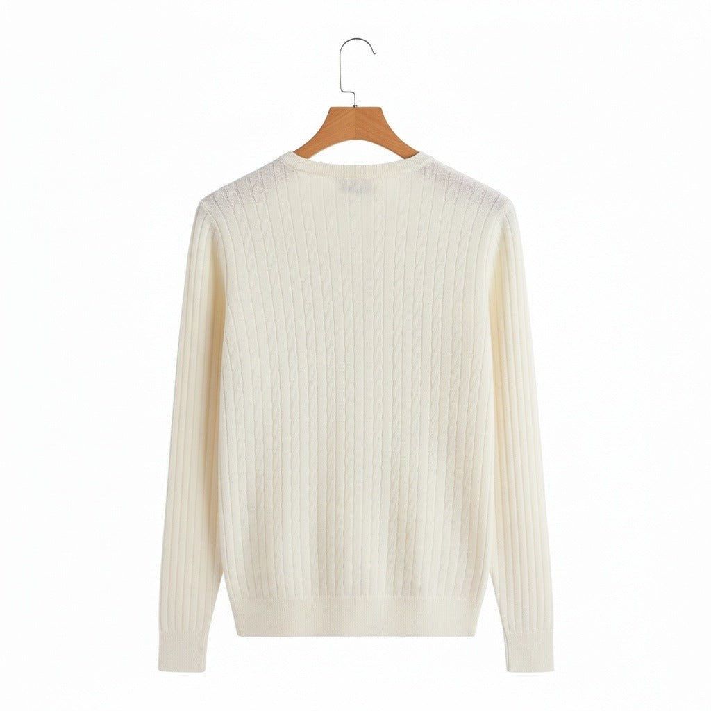 Men's Ribbed Knit Jumper – Crew Neck Wool Blend Sweater