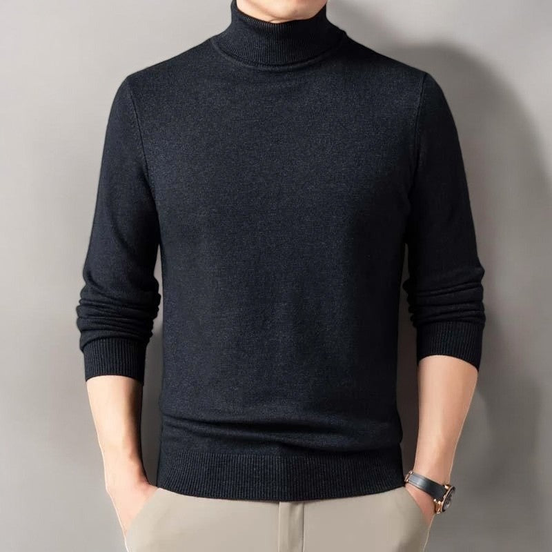 Men's Roll Neck Jumper – Long Sleeve Turtleneck Knit Sweater