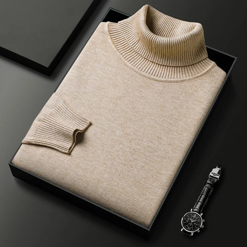 Men's Roll Neck Jumper – Long Sleeve Turtleneck Knit Sweater