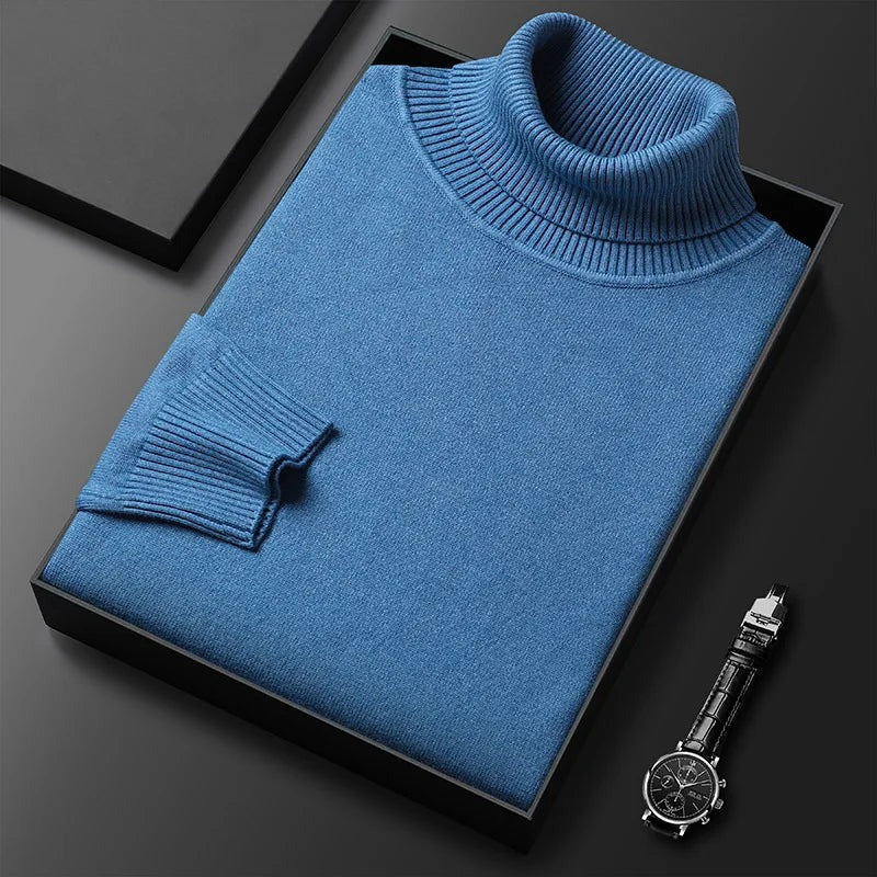 Men's Roll Neck Jumper in Blue