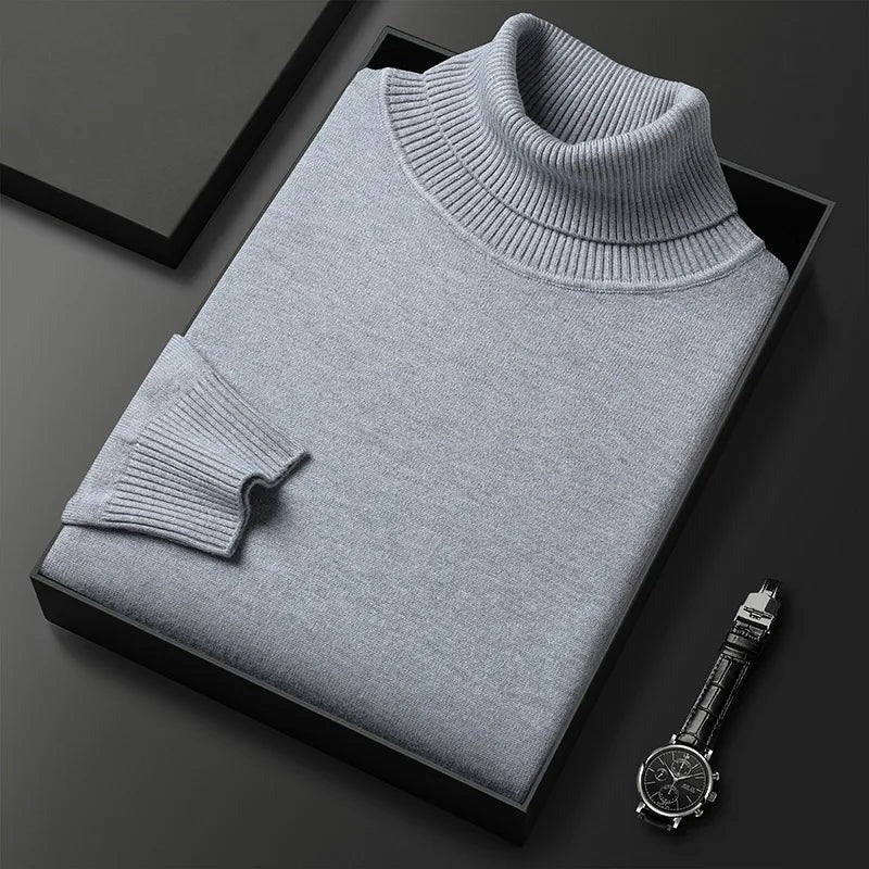 Men's Roll Neck Jumper in Light grey