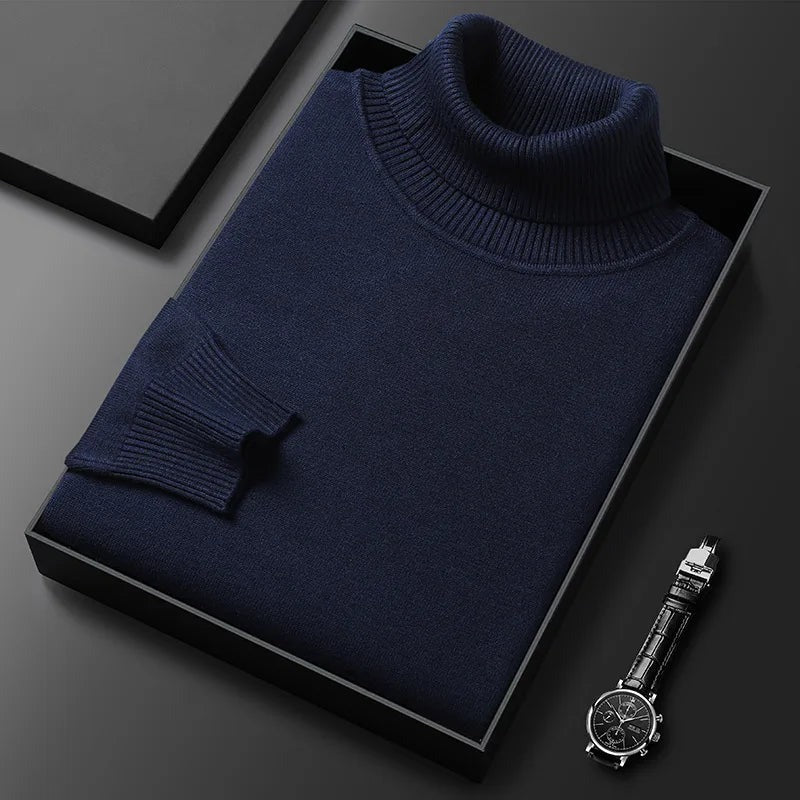 Men's Roll Neck Jumper in Navy