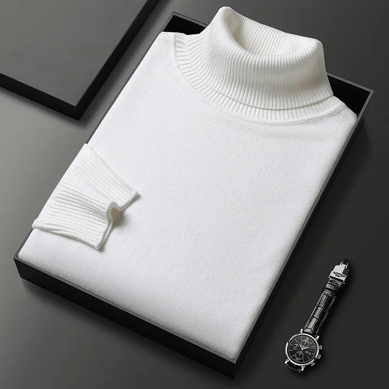 Men's Roll Neck Jumper in White