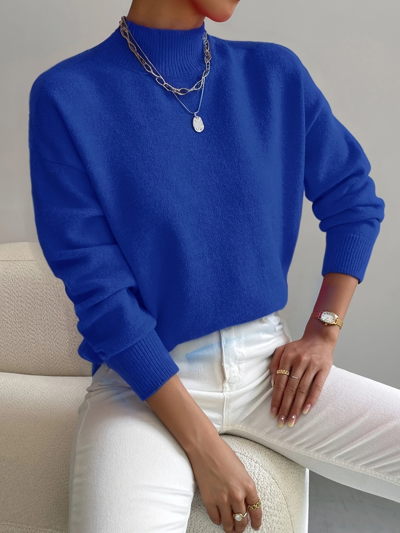 Women's Funnel Neck Jumper – Samantha Soft Knit Sweater