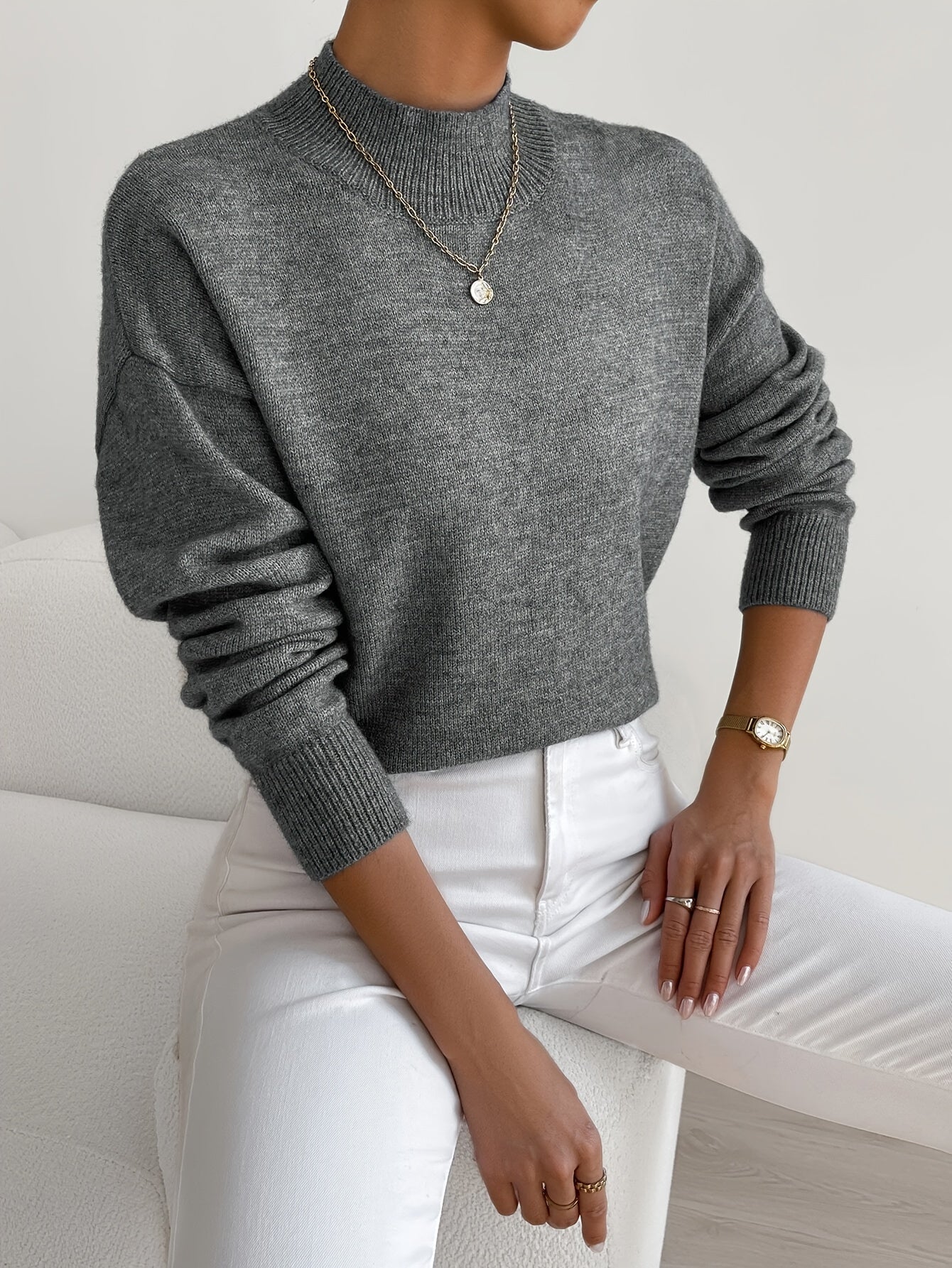 Women's Funnel Neck Jumper – Samantha Soft Knit Sweater