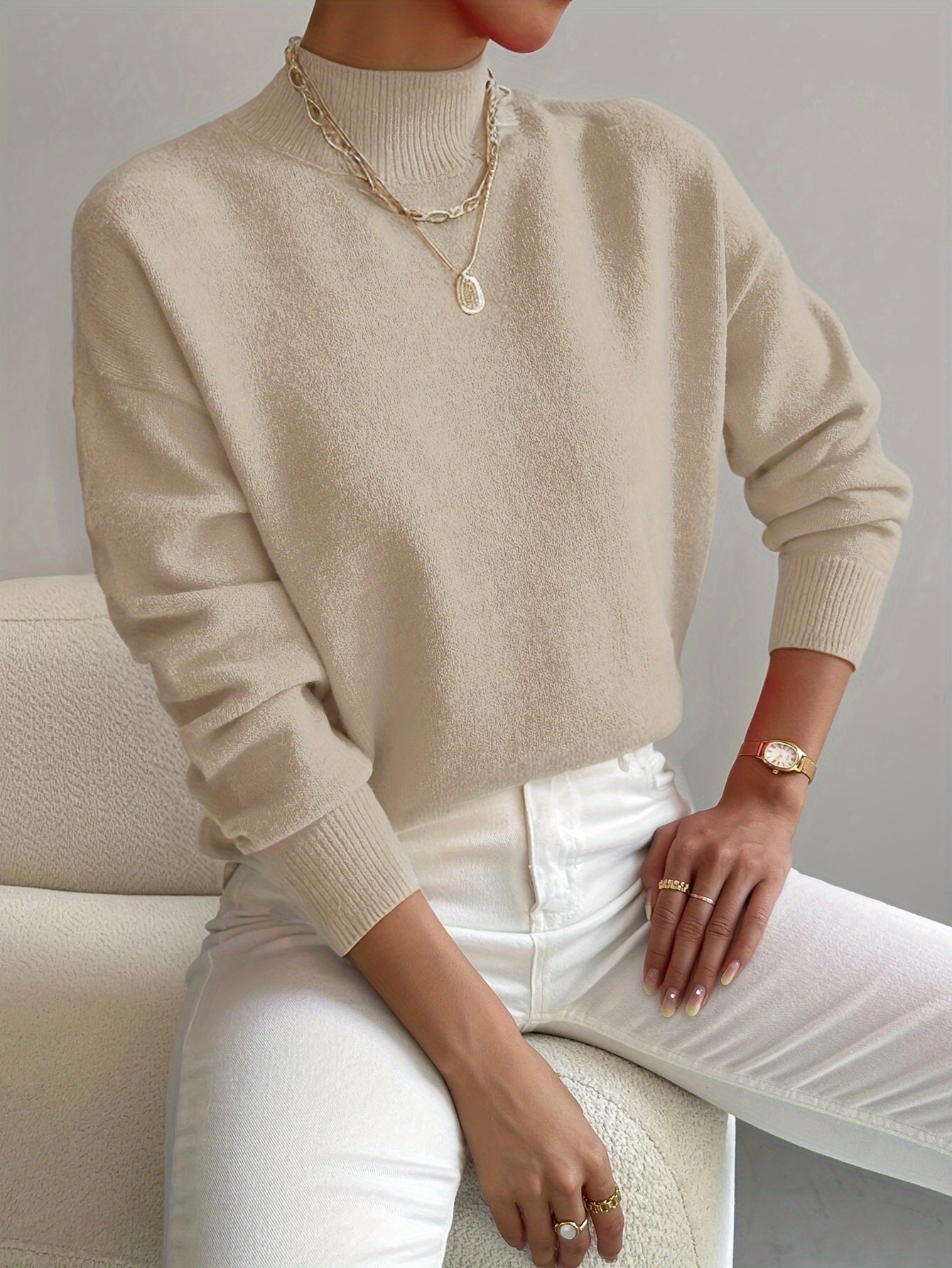 Women's Funnel Neck Jumper – Samantha Soft Knit Sweater