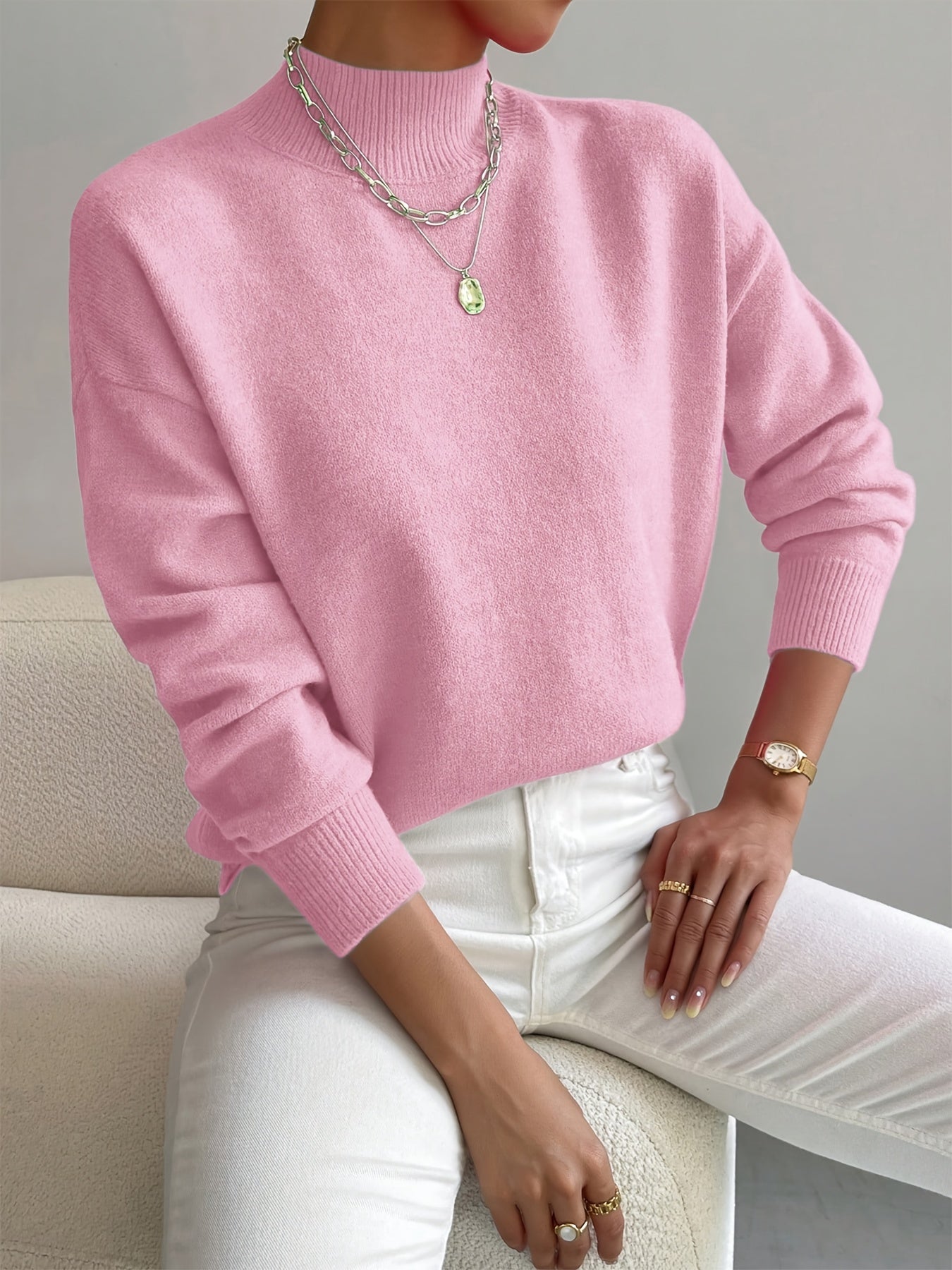 Women's Funnel Neck Jumper – Samantha Soft Knit Sweater