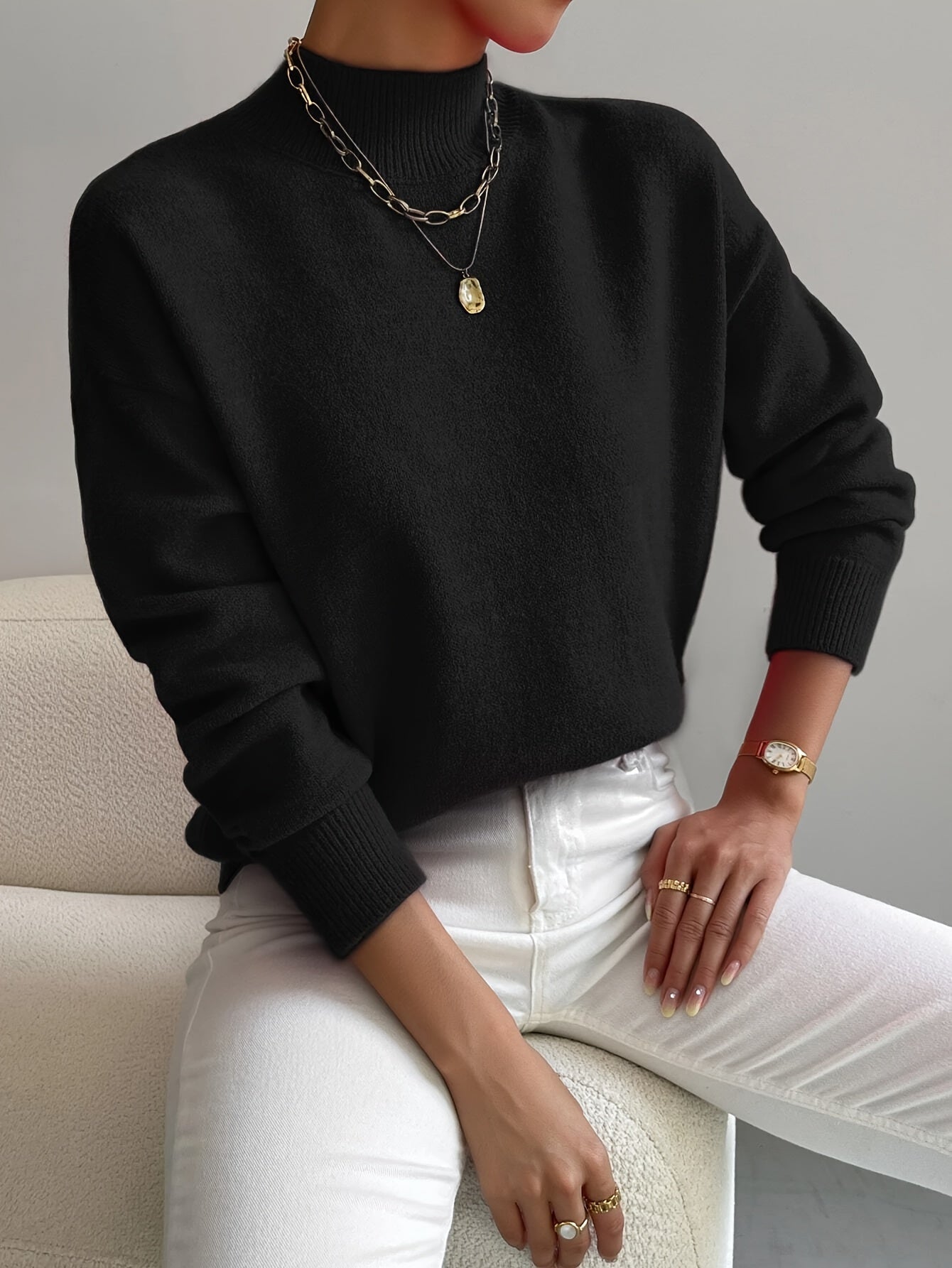 Women's Funnel Neck Jumper – Samantha Soft Knit Sweater