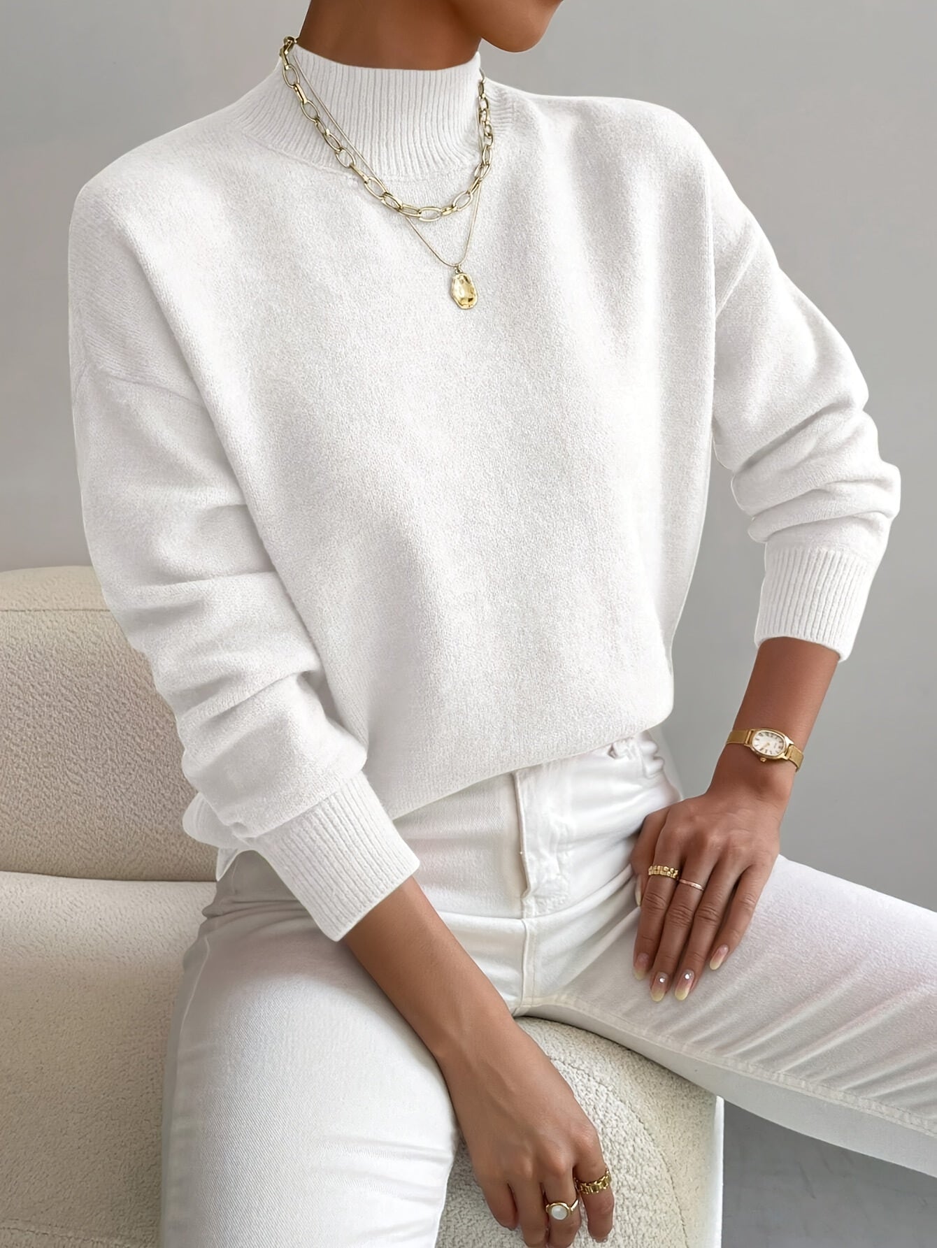 Women's Funnel Neck Jumper – Samantha Soft Knit Sweater