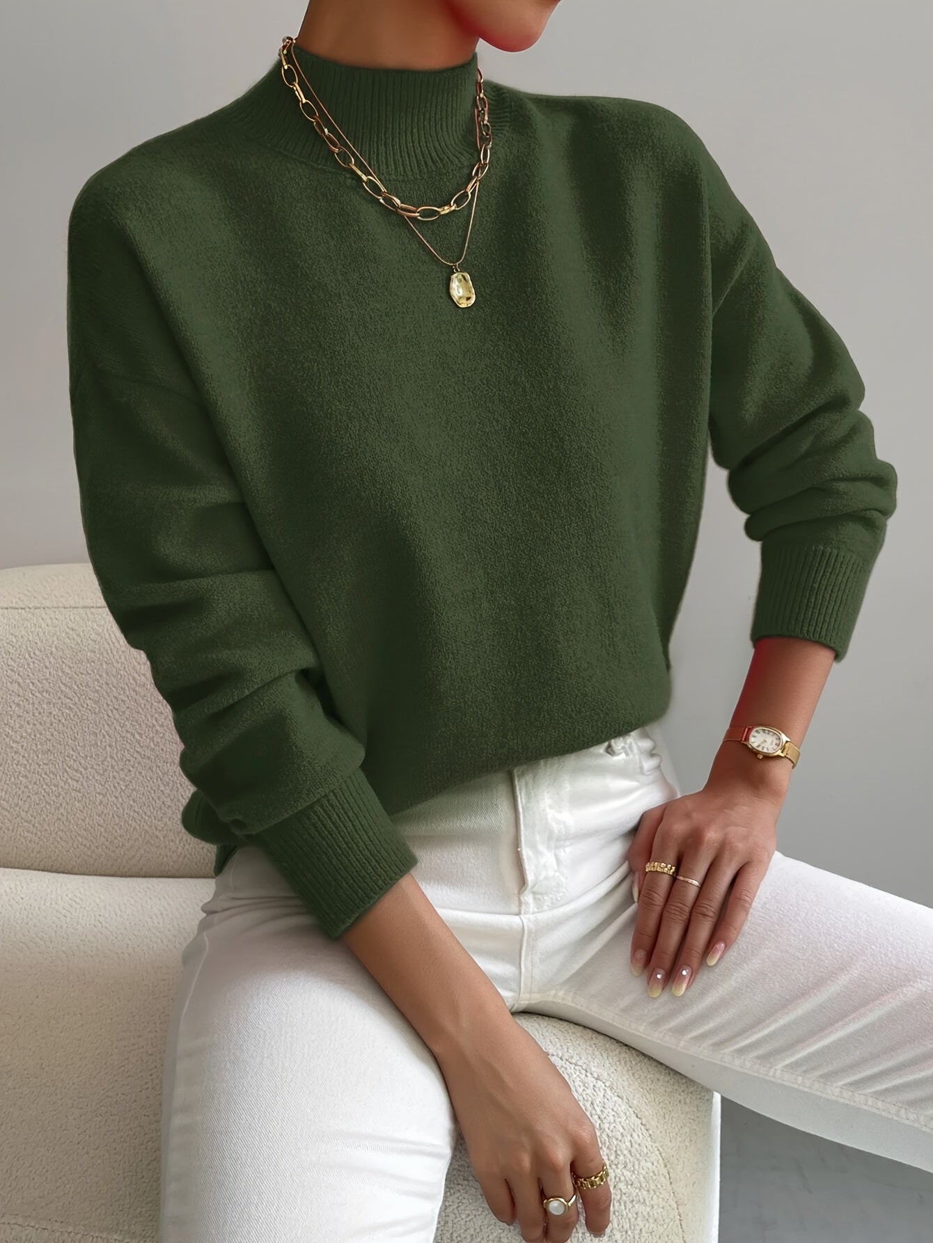 Women's Funnel Neck Jumper – Samantha Soft Knit Sweater