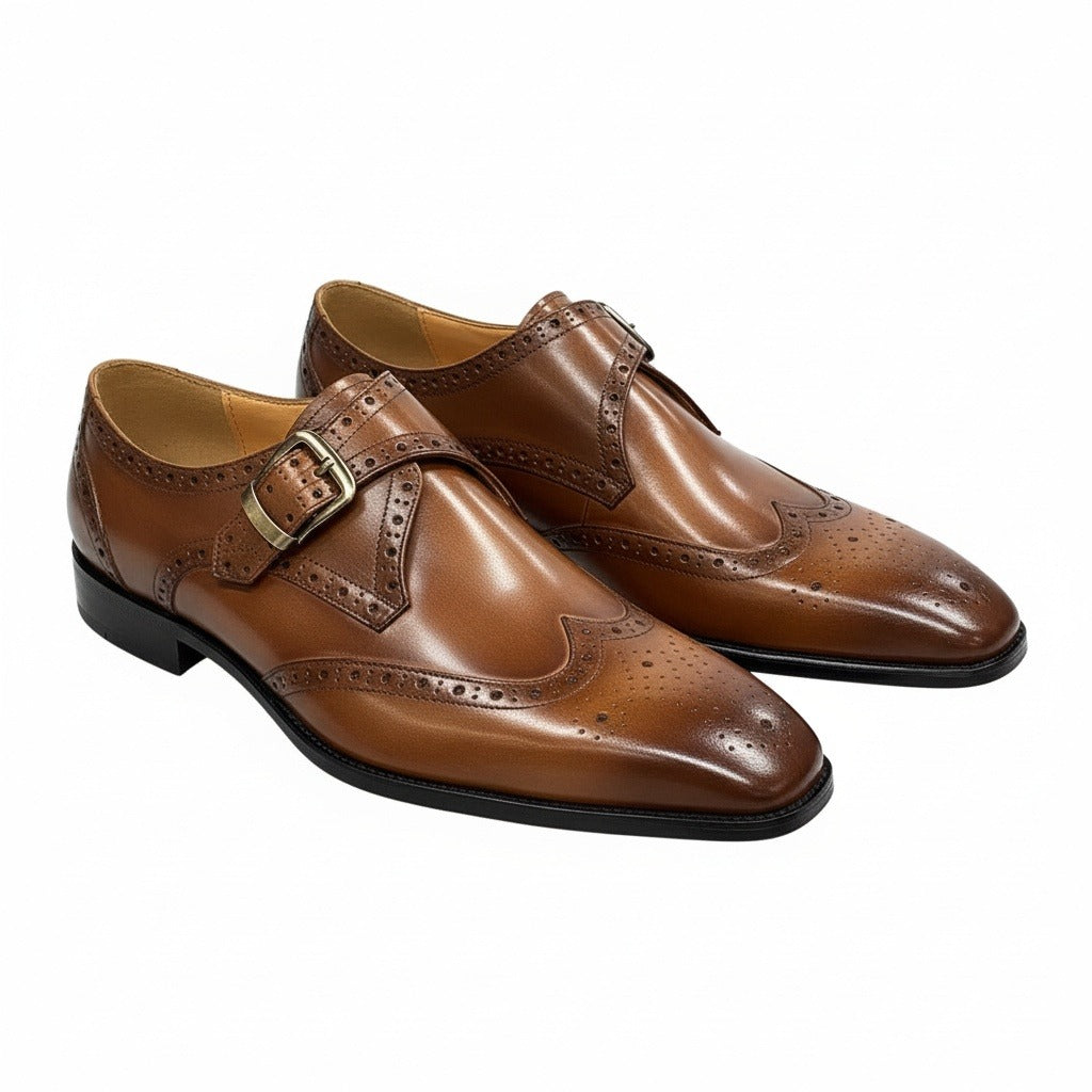 Men's Monk Strap Brogues – Wingtip Leather Shoes