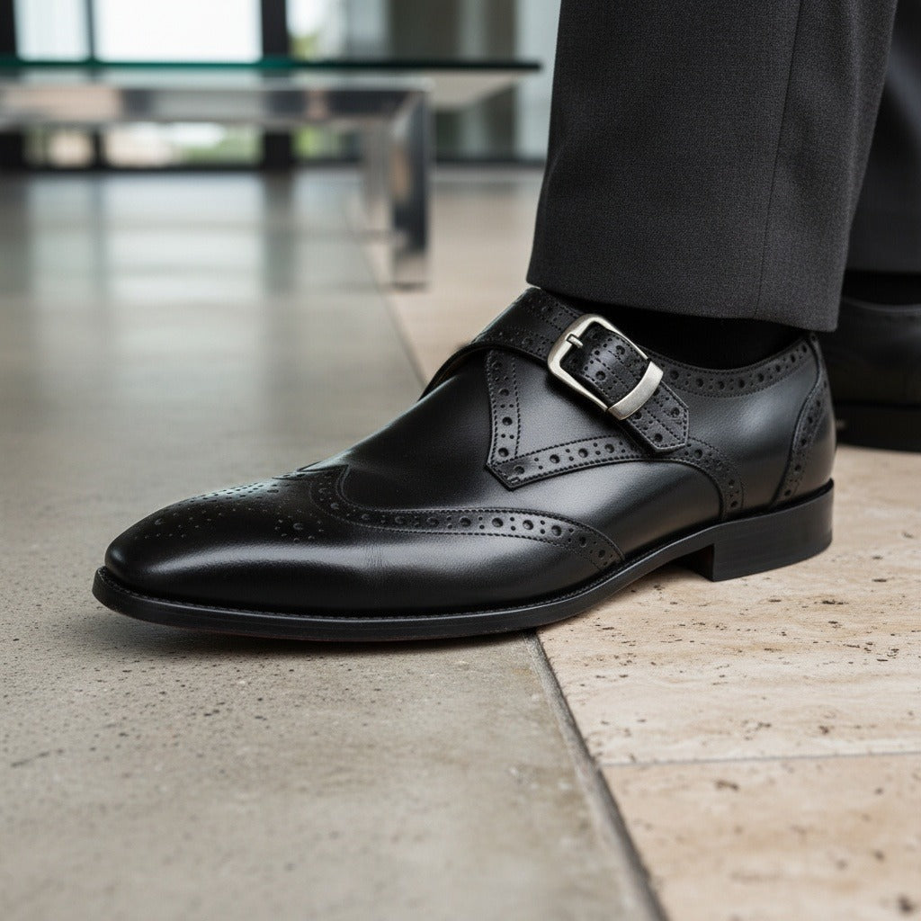 Men's Monk Strap Brogues – Wingtip Leather Shoes