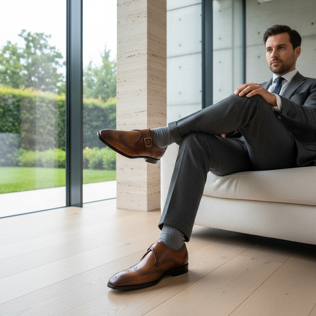 Men's Monk Strap Brogues – Wingtip Leather Shoes
