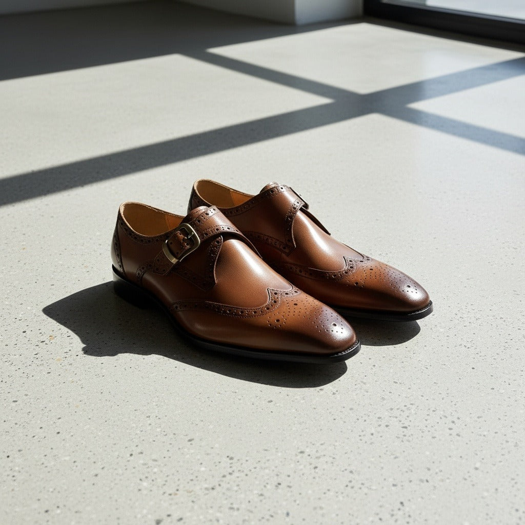 Men's Monk Strap Brogues – Wingtip Leather Shoes