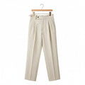 Men's Wide Leg Trousers in oatmeal – High Waist Pleated Trousers